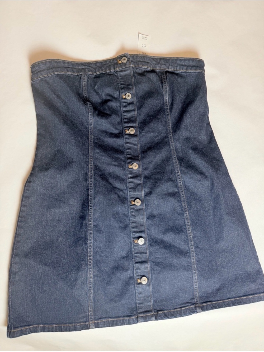 Abercrombie & Fitch Navy Strapless Button-Front Denim Mini Dress